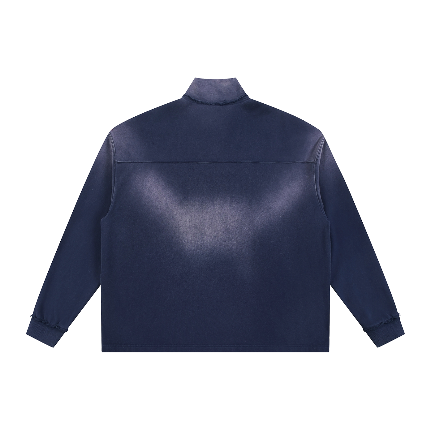 Sun Fade Raw Edge Quarter-Zip Sweatshirt - SHARKY