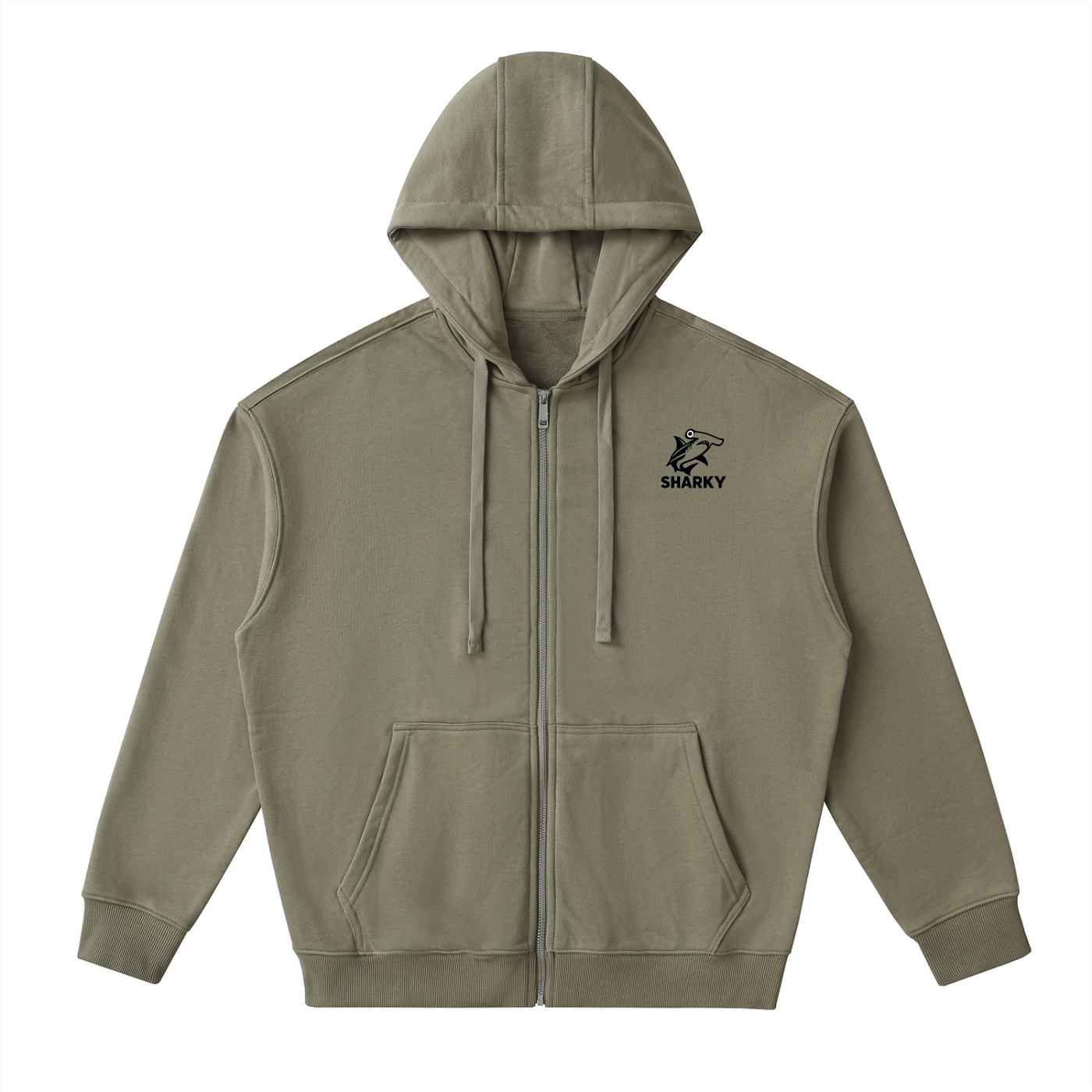 Drop-Shoulder Zip Up Hoodie - SHARKY