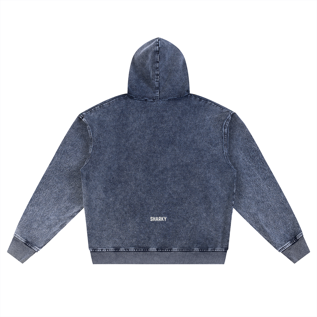 Snow Wash Oversized Zip-Up Hoodie - SHARKY