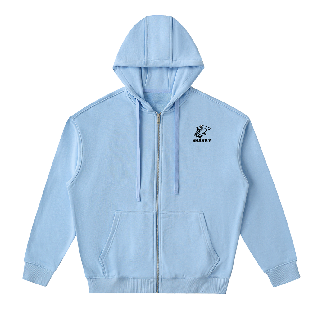 Drop-Shoulder Zip Up Hoodie - SHARKY