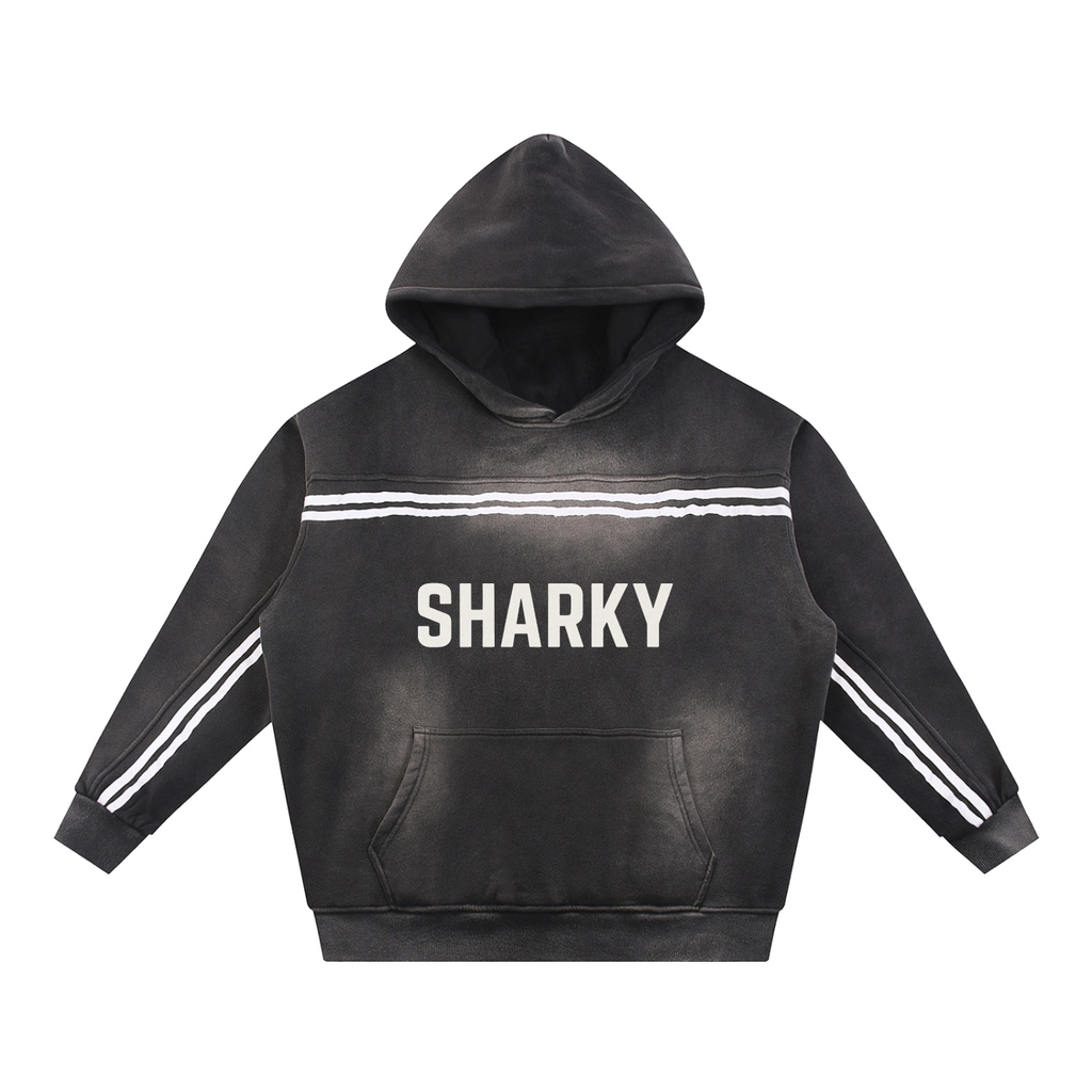 Sun Fade Contrast Tape Fleece Hoodie - SHARKY