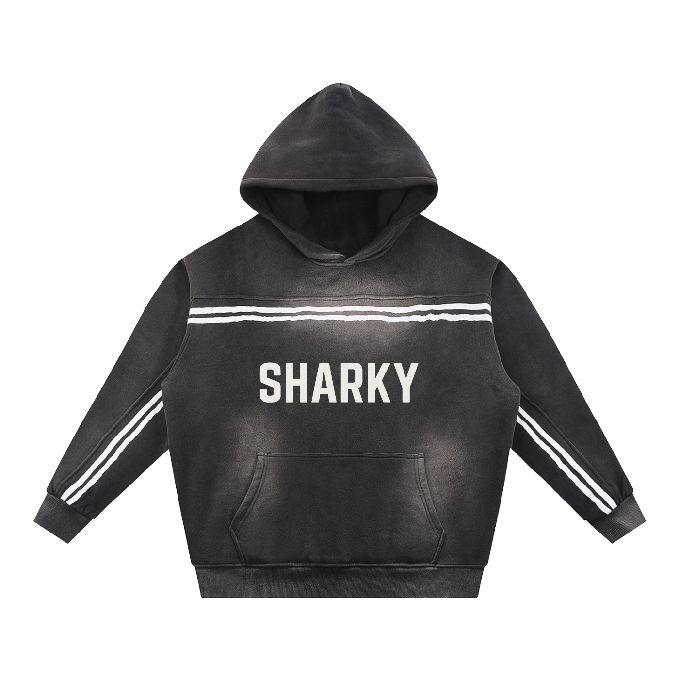 Sun Fade Contrast Tape Fleece Hoodie - SHARKY