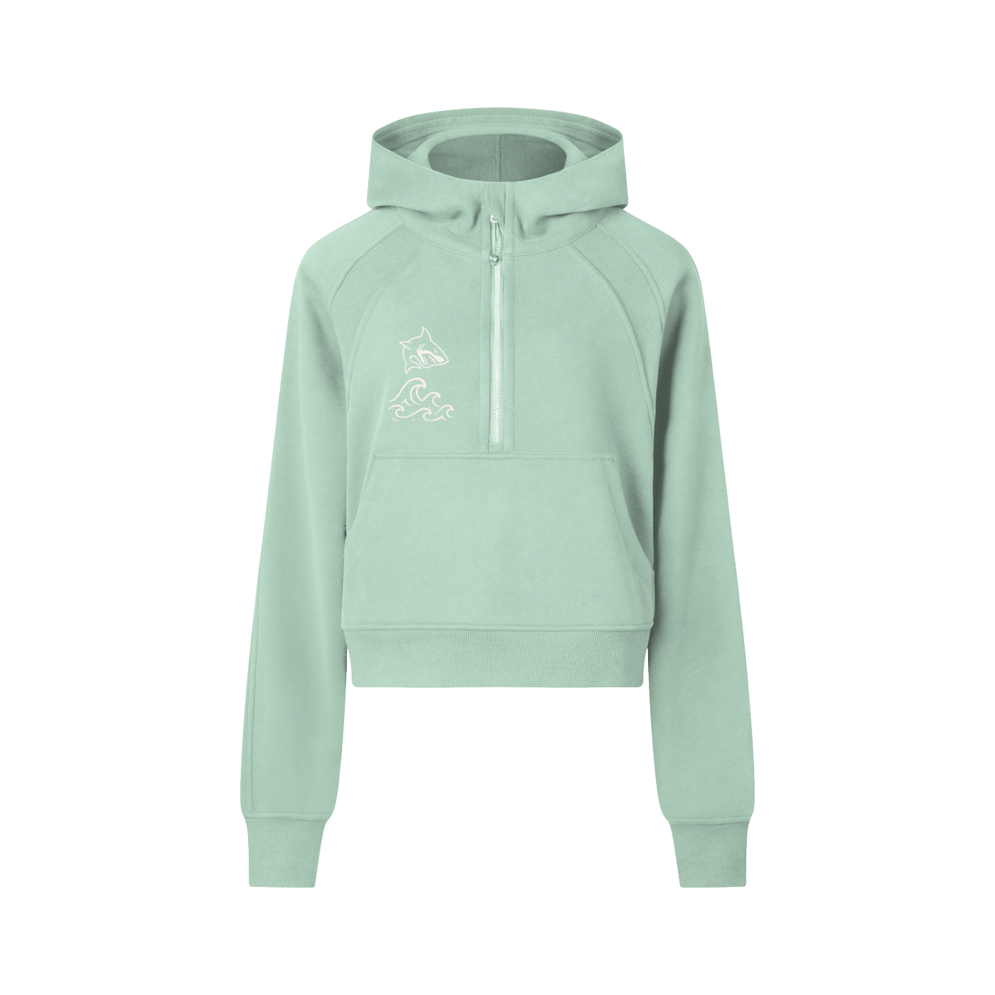 Cropped Half-Zip Hoodie - SHARKY