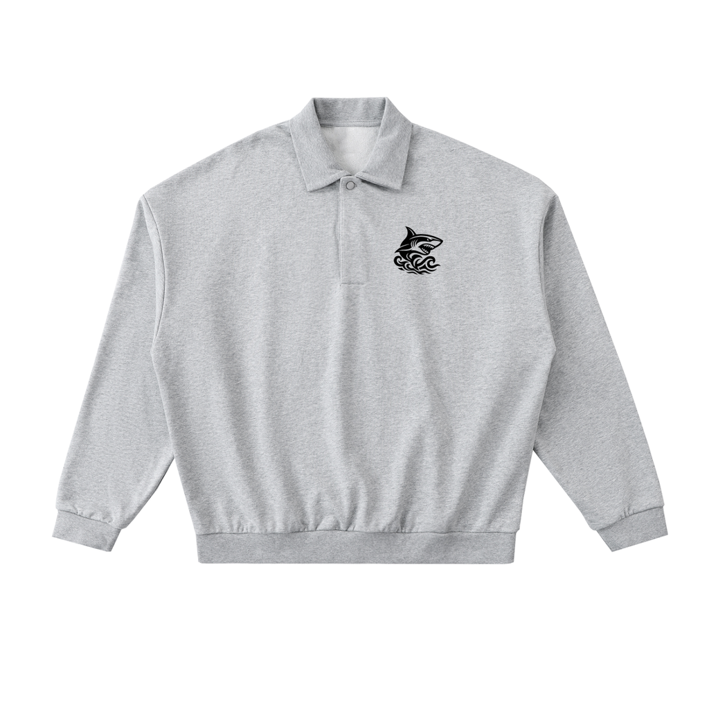 Men's Heavyweight Fleece Polo Sweatshirt - SHARKY