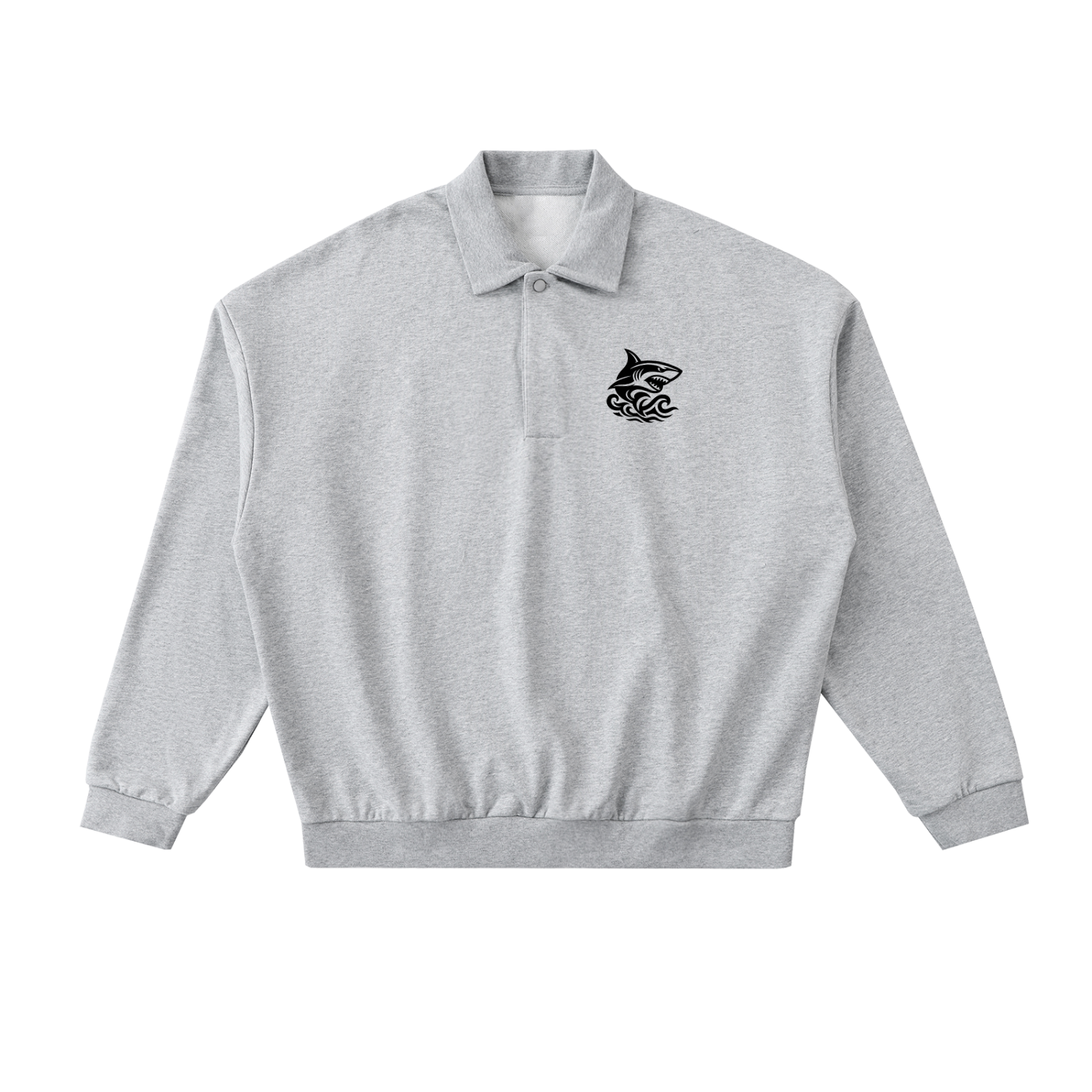 Men's Heavyweight Fleece Polo Sweatshirt - SHARKY