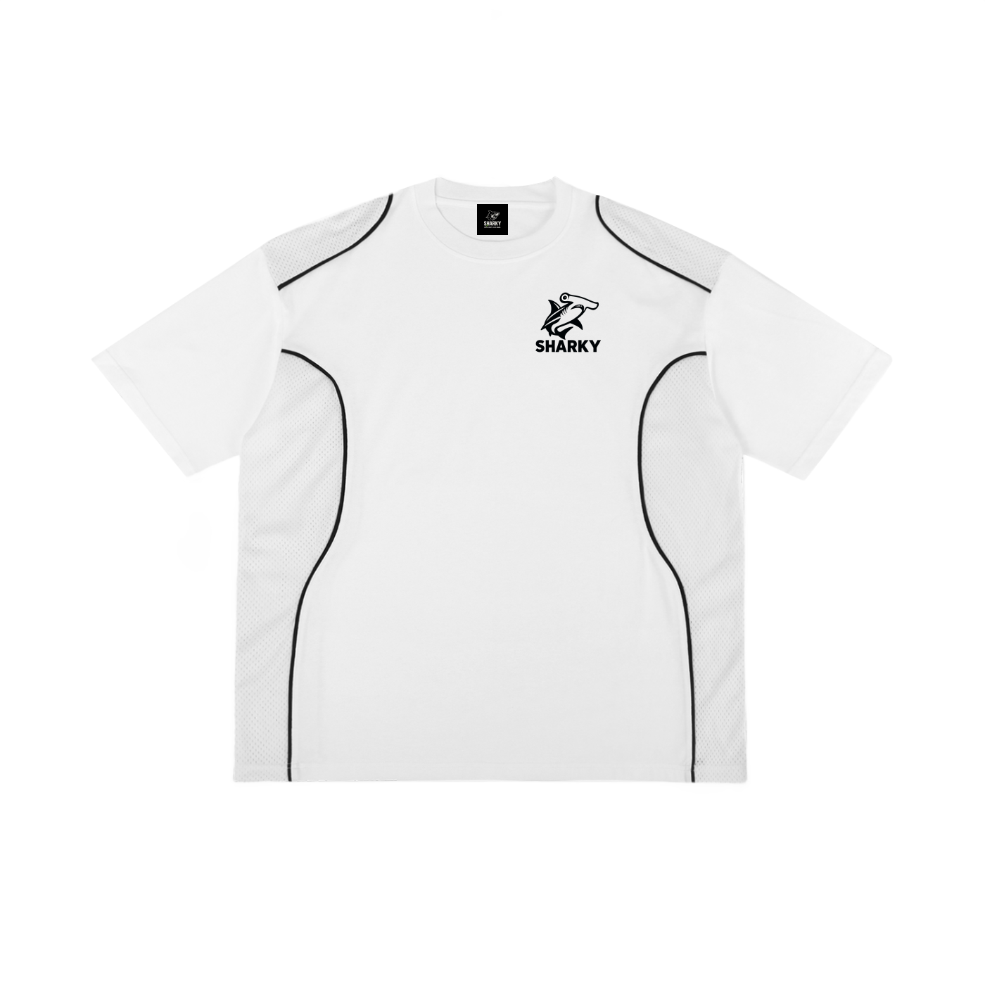 Contrast Piped Panel T-Shirt - SHARKY