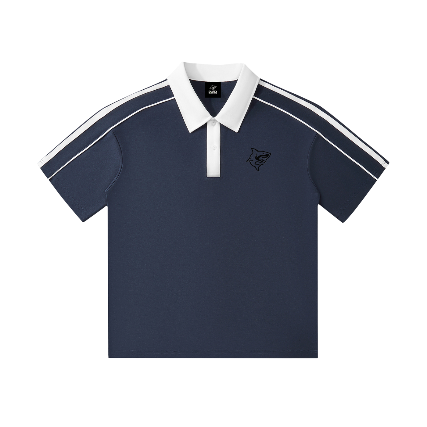 Contrast Collar Short-Sleeve Polo Shirt - SHARKY