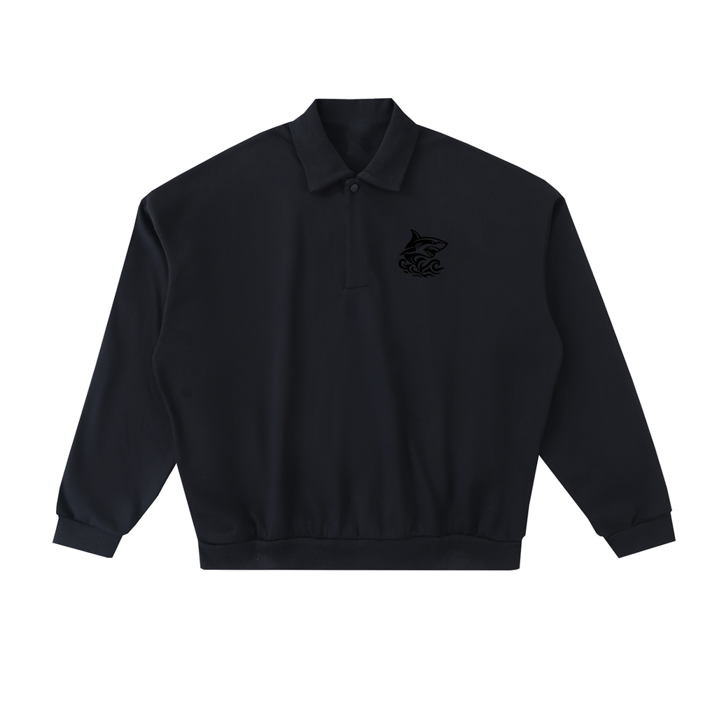 Men's Heavyweight Fleece Polo Sweatshirt - SHARKY