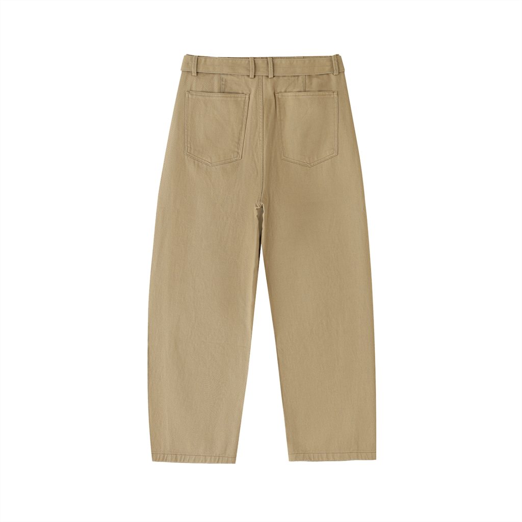 Women's Belted Barrel-leg Chino Pants - SHARKY