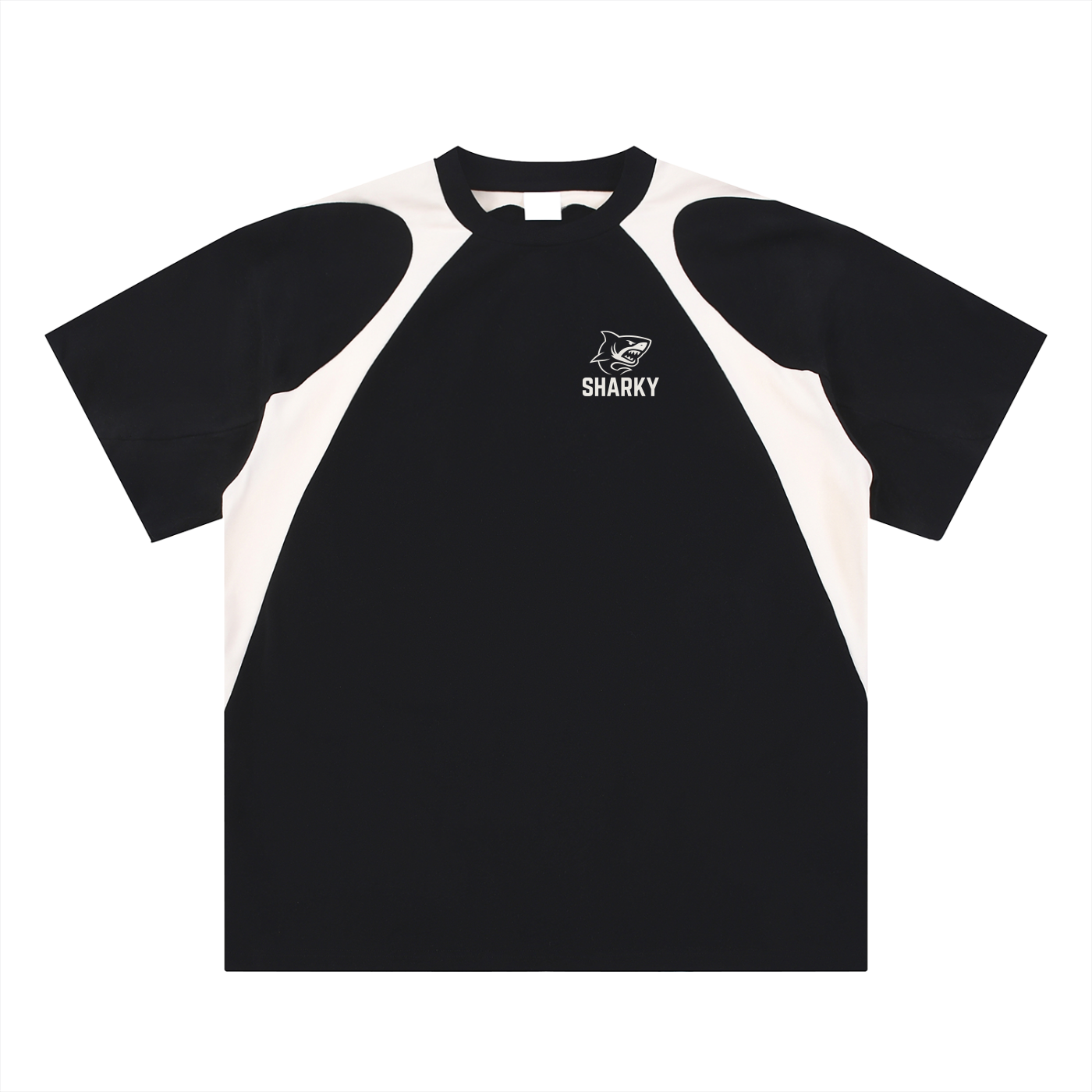 Contrast Panel Cotton T-Shirt - SHARKY