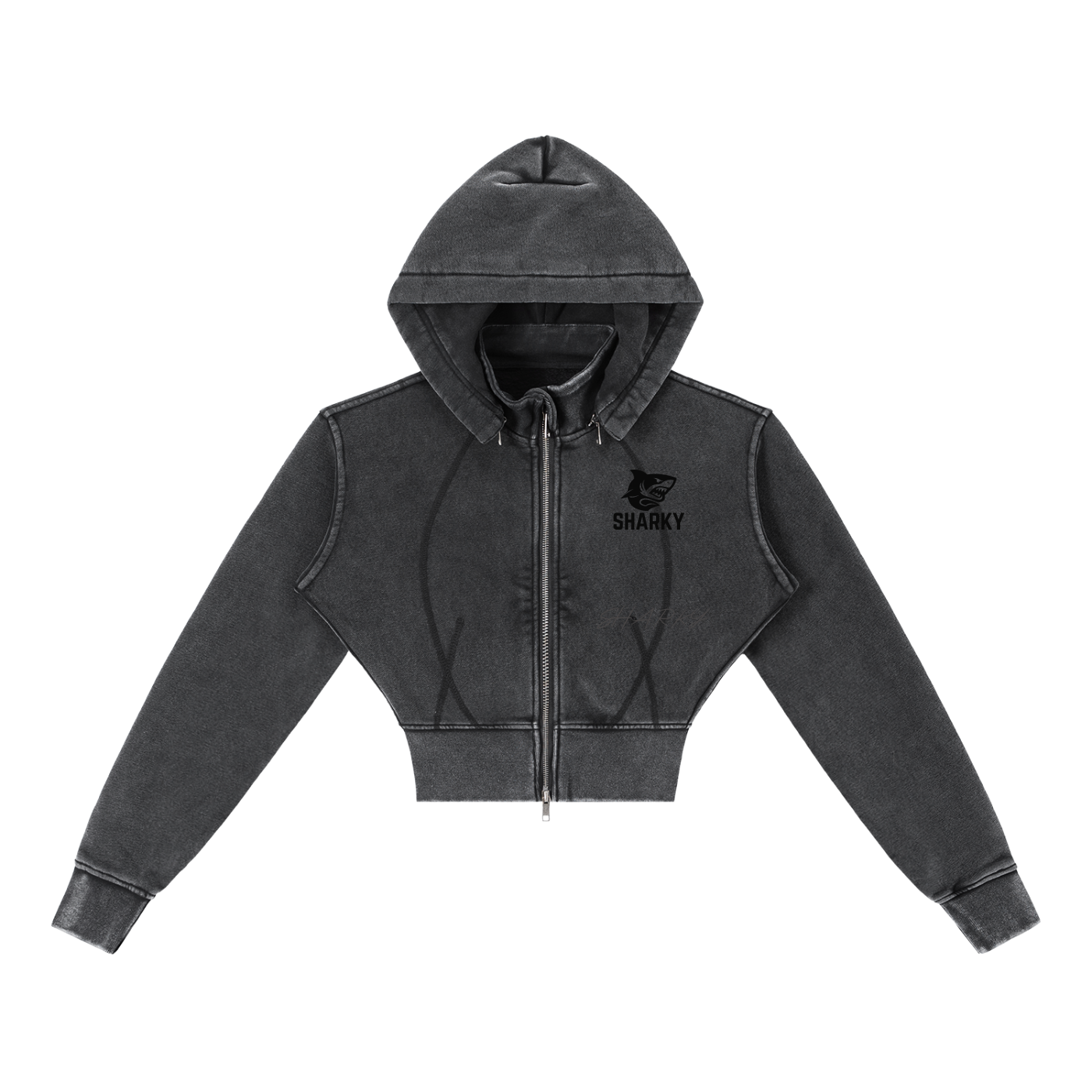 Vintage Washed Cropped Fleece Hoodie Womens ODMPOD