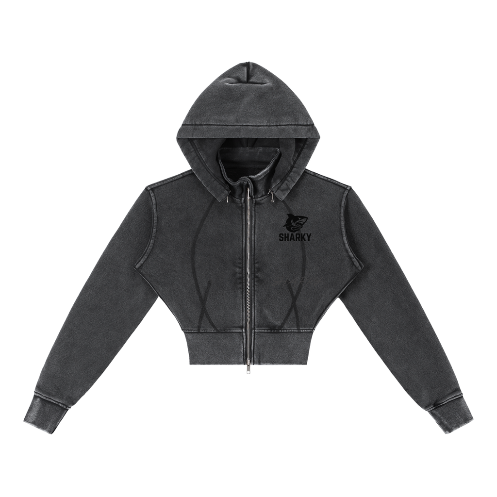 Vintage Washed Cropped Fleece Hoodie Womens ODMPOD