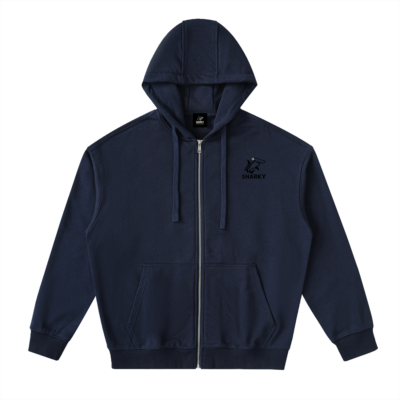 Drop-Shoulder Zip Up Hoodie - SHARKY