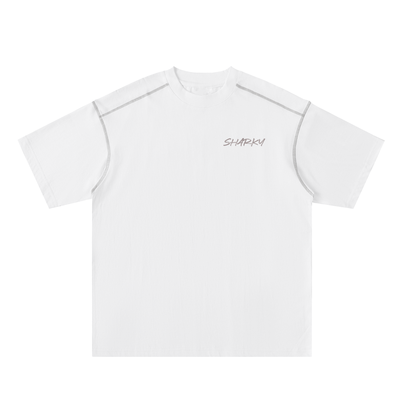 Oversized Contrast-Stitched Cotton Tee - SHARKY