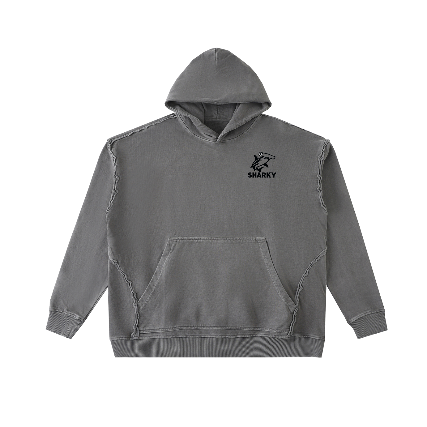 Raw-Seam Enzyme Washed Hoodie - SHARKY