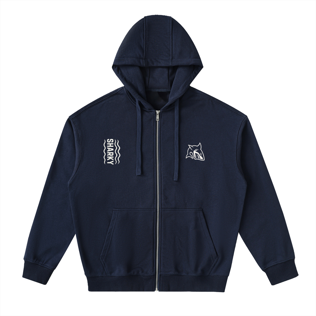 Drop-Shoulder Zip Up Hoodie - SHARKY