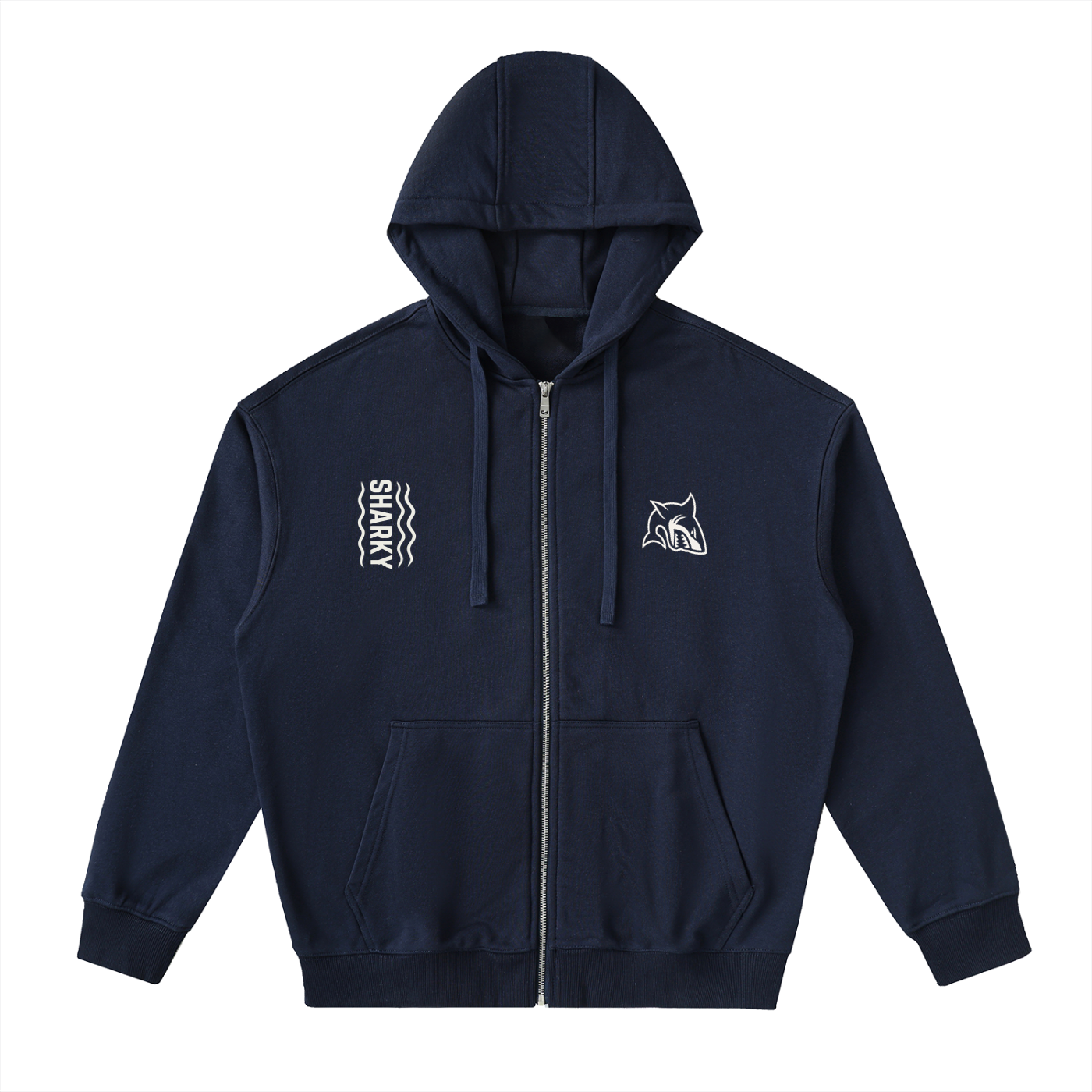Drop-Shoulder Zip Up Hoodie - SHARKY