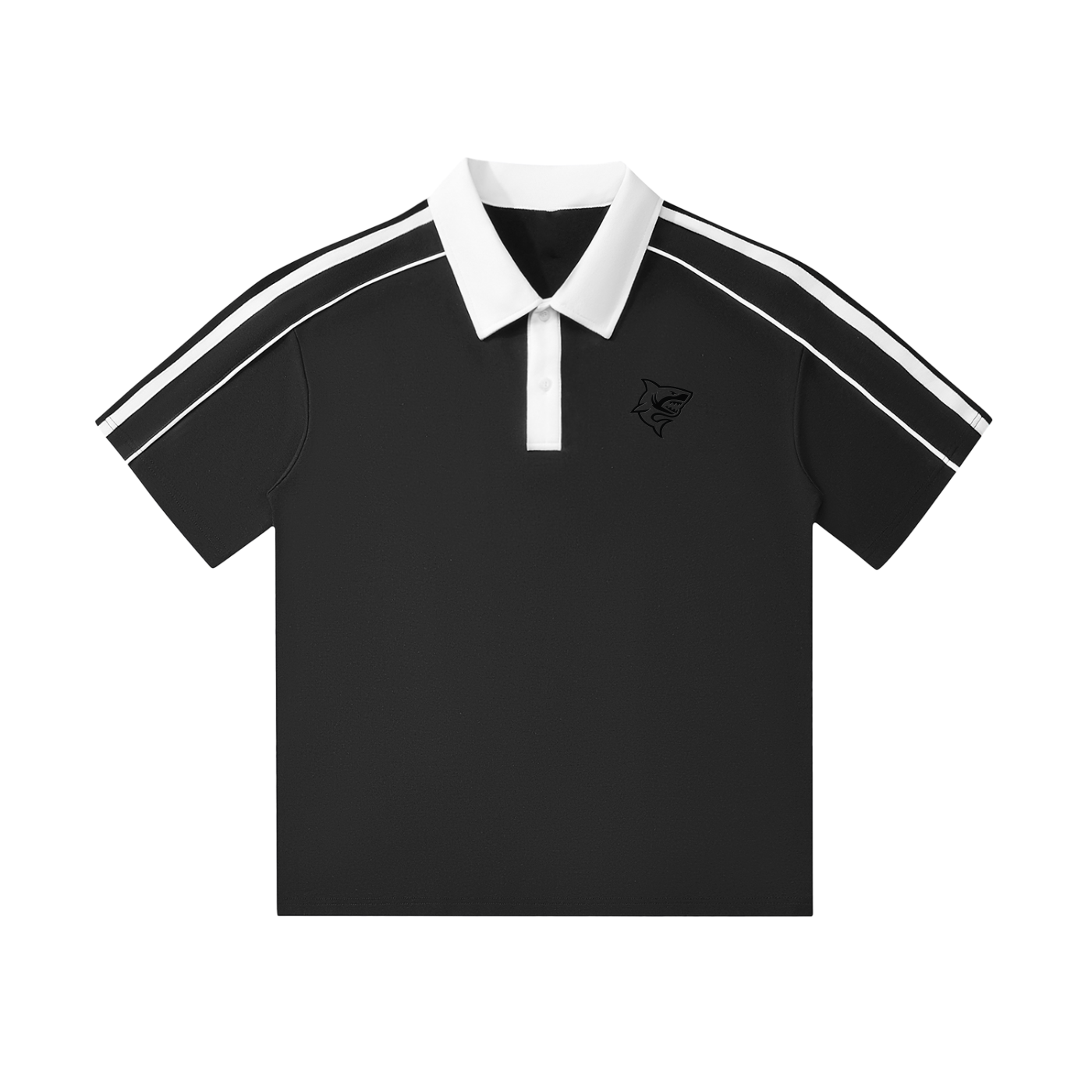 Contrast Collar Short-Sleeve Polo Shirt - SHARKY