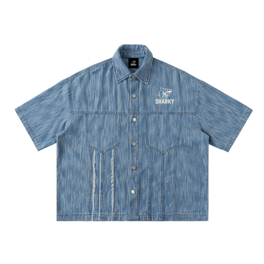 Distressed Wash Short-Sleeve Shirt ODMPOD