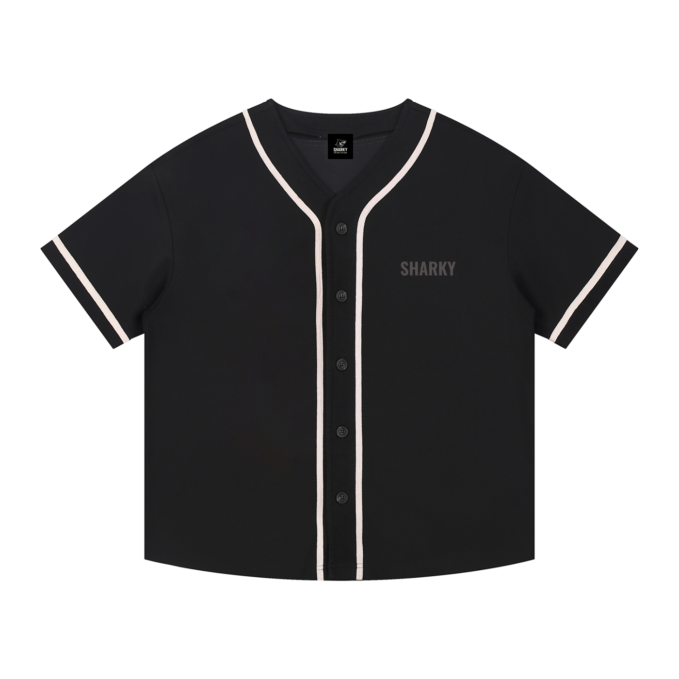 Contrast Piped Button-Up Jersey - SHARKY