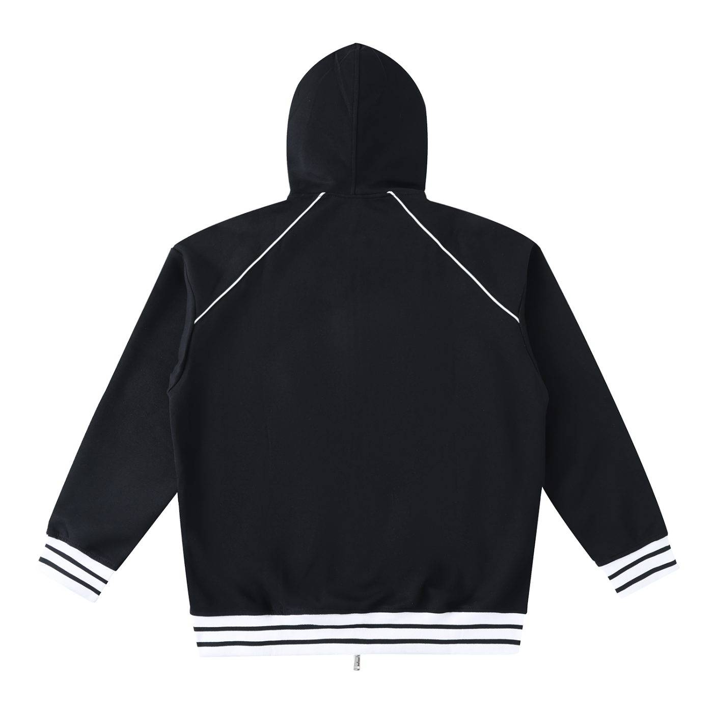 Striped Trim Zip-Up Hoodie - SHARKY