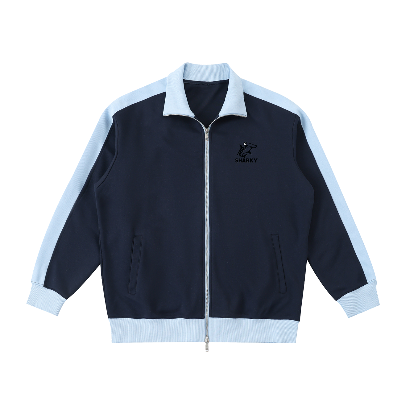 Contrast Trim Stand Collar Jacket - SHARKY