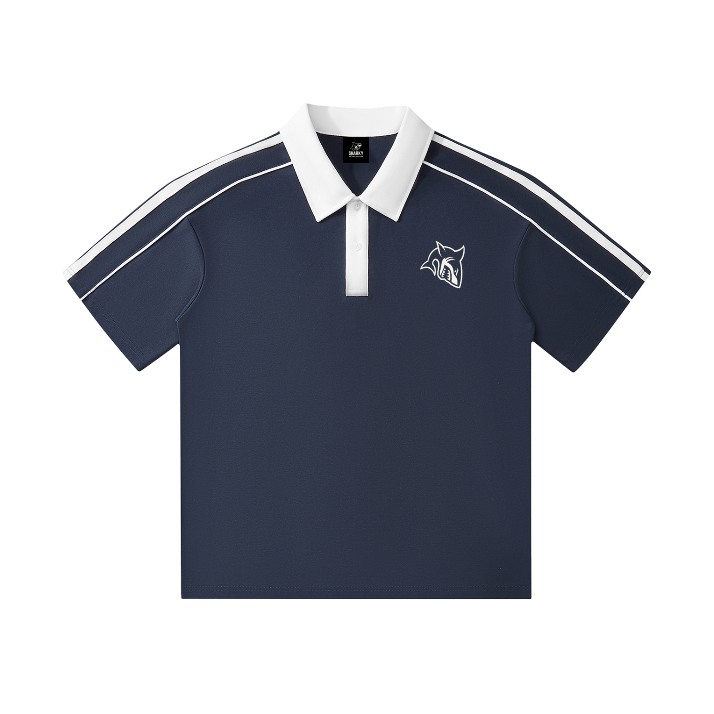 Contrast Collar Short-Sleeve Polo Shirt - SHARKY