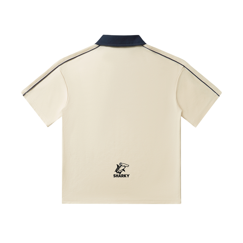 Contrast Collar Short-Sleeve Polo Shirt - SHARKY