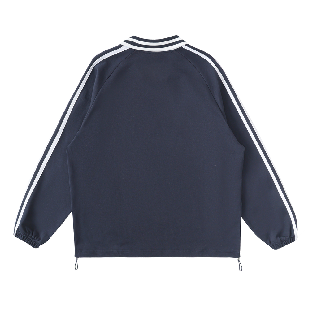 Contrast Striped Lapel Collar Sweatshirt - SHARKY