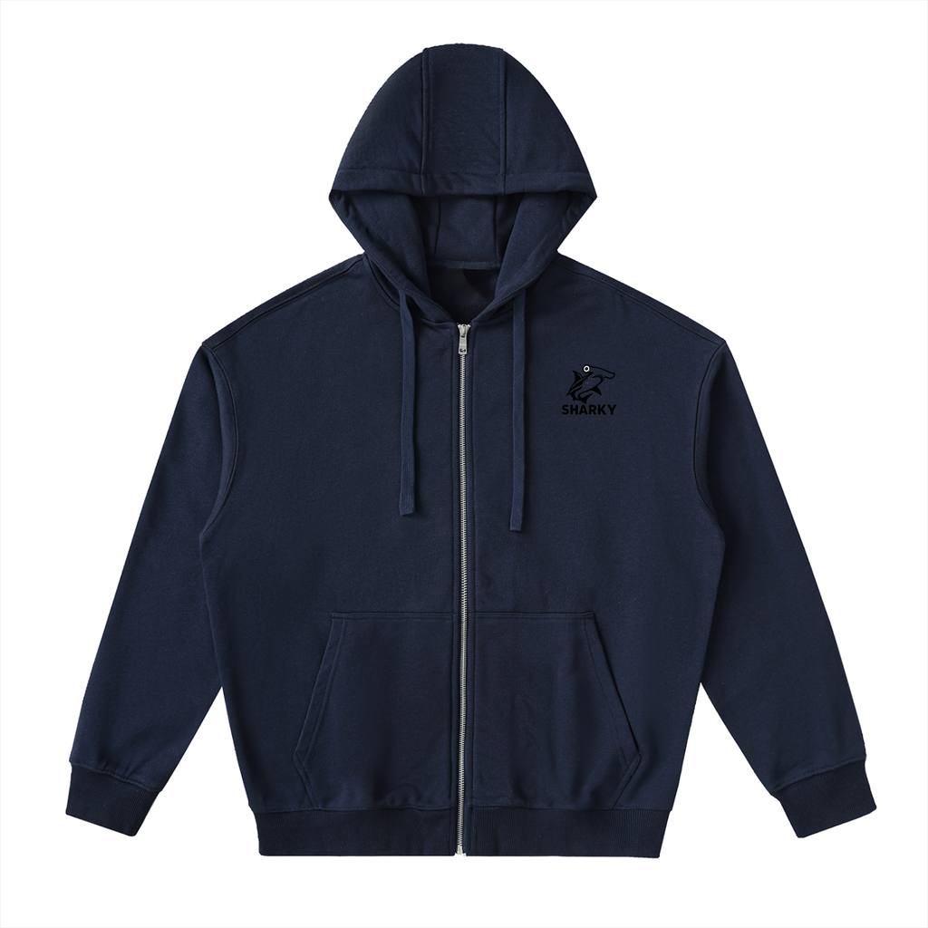 Drop-Shoulder Zip Up Hoodie - SHARKY