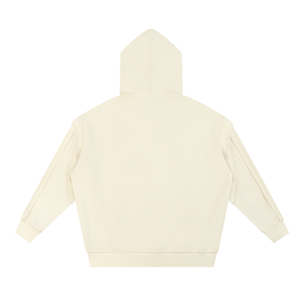 Contrast Tape Raw Edge Double Layered Hoodie - SHARKY