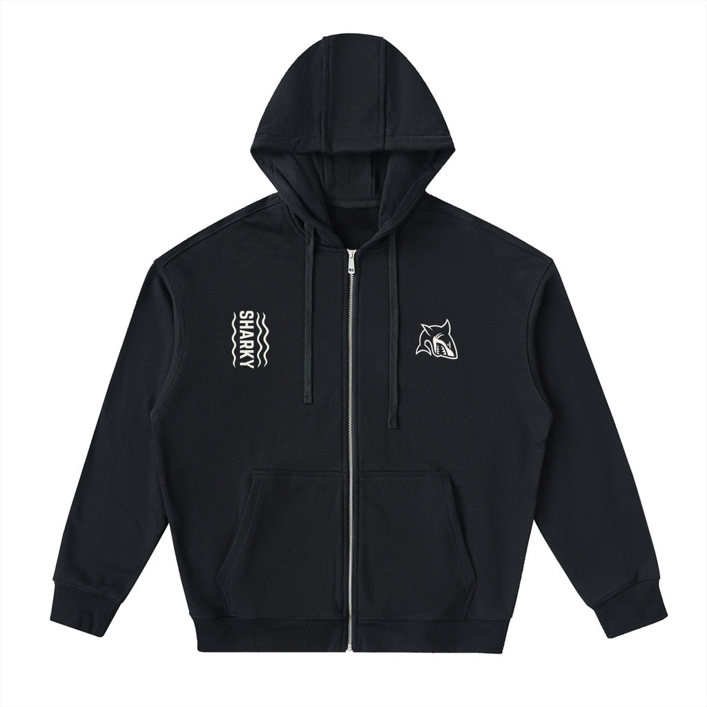 Drop-Shoulder Zip Up Hoodie - SHARKY