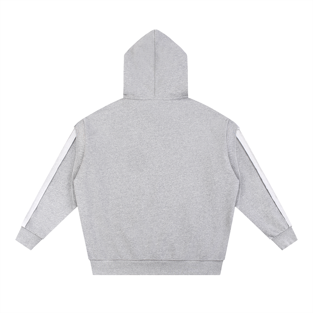 Contrast Tape Raw Edge Double Layered Hoodie - SHARKY