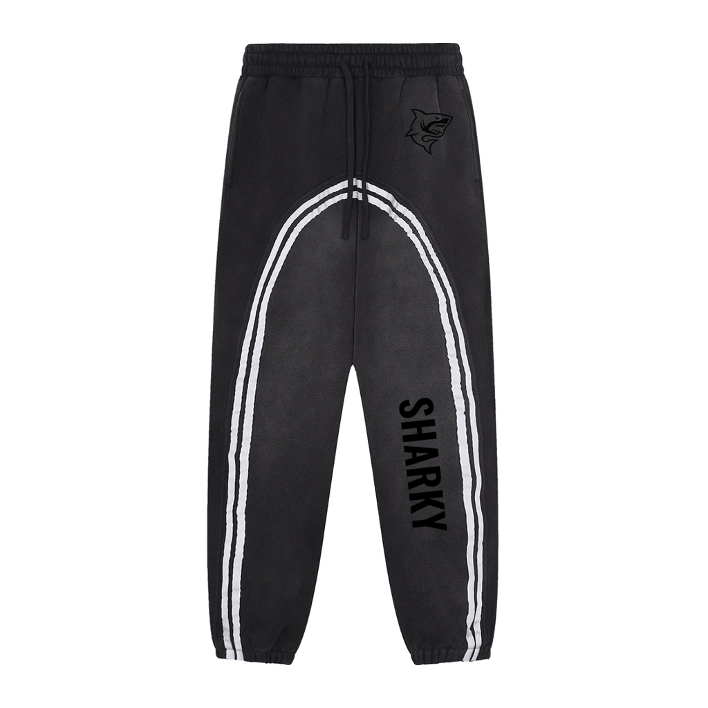 Sun Fade Contrast Tape Fleece Jogged Sweatpants - SHARKY