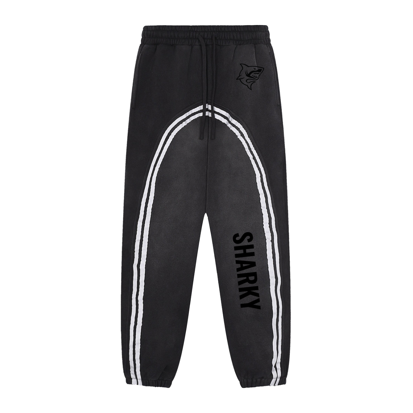 Sun Fade Contrast Tape Fleece Jogged Sweatpants - SHARKY
