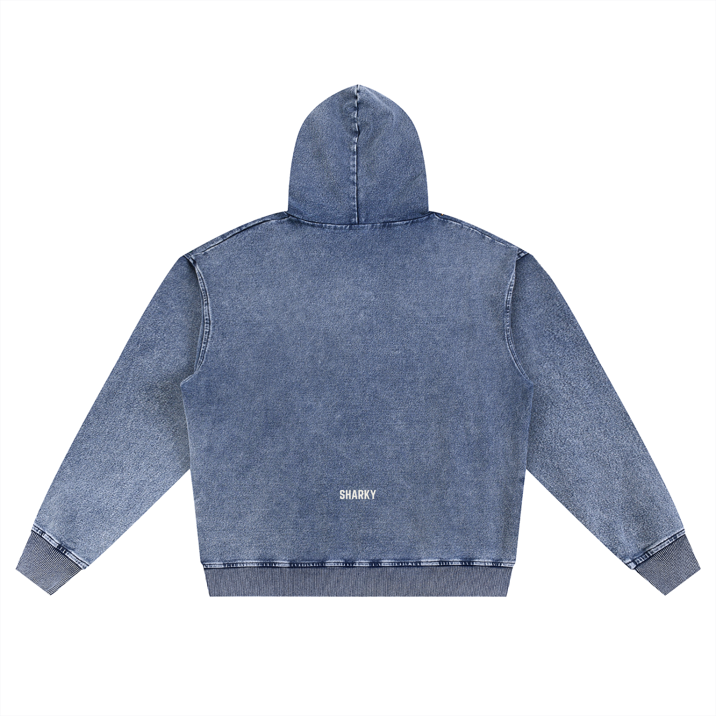 Snow Wash Oversized Zip-Up Hoodie - SHARKY
