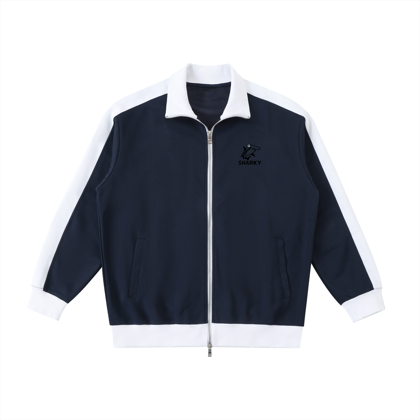 Contrast Trim Stand Collar Jacket - SHARKY