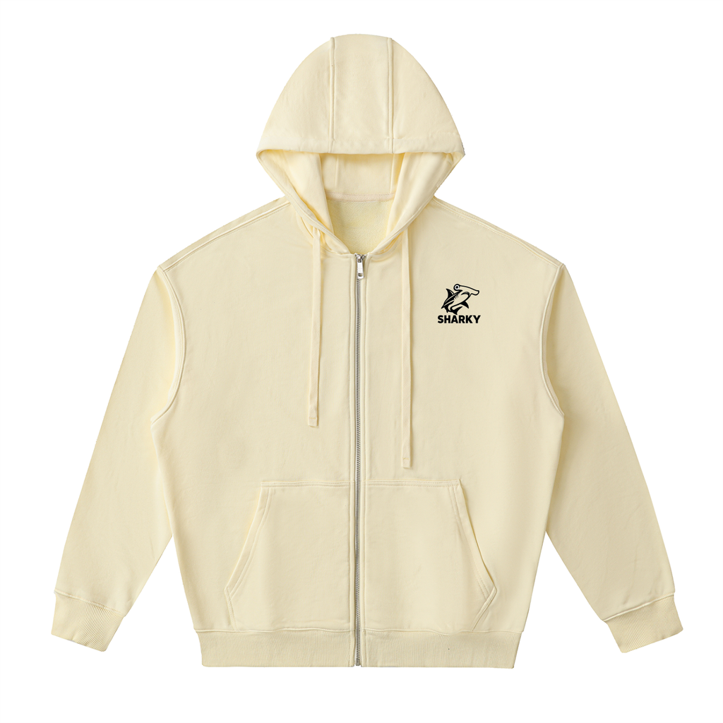 Drop-Shoulder Zip Up Hoodie - SHARKY