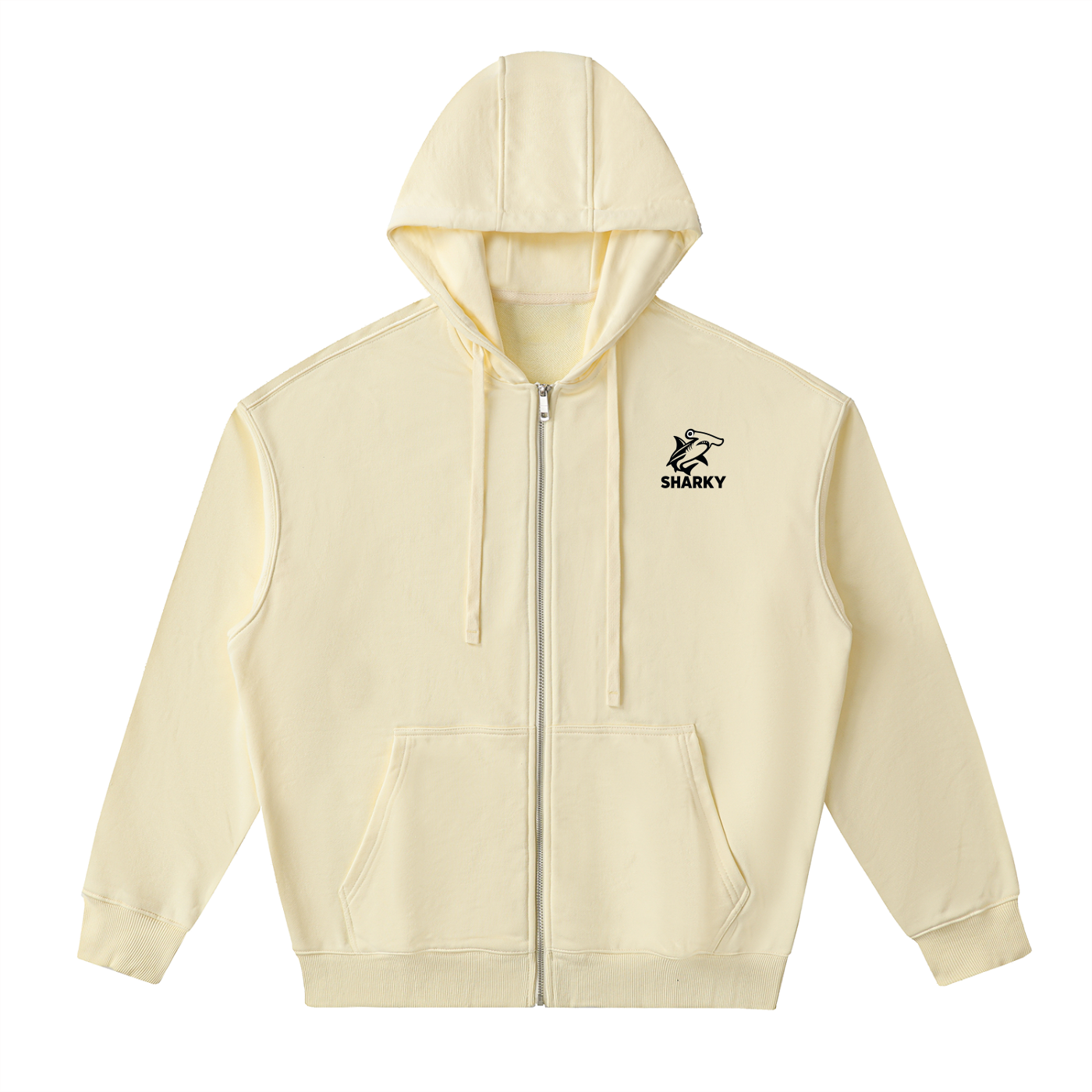 Drop-Shoulder Zip Up Hoodie - SHARKY