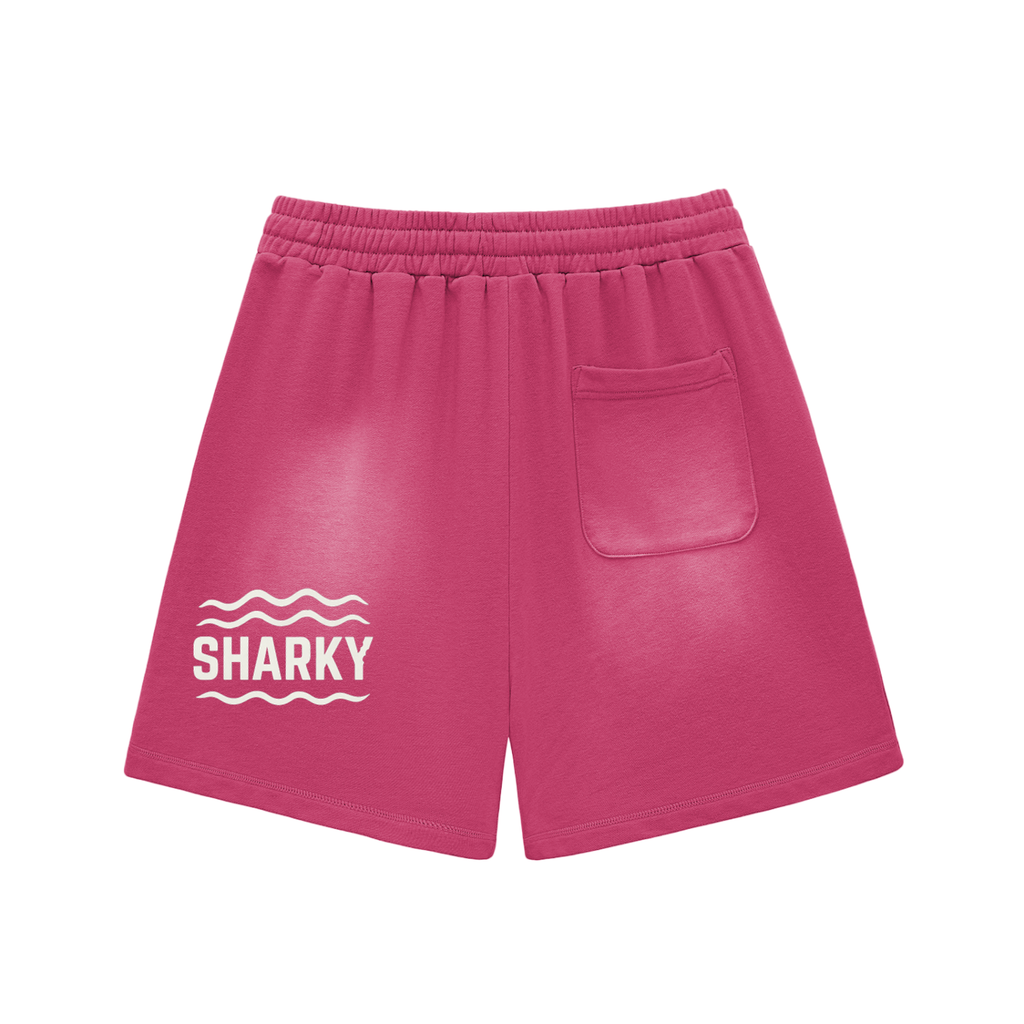 Sun Fade Raw Edge Cotton Shorts - SHARKY
