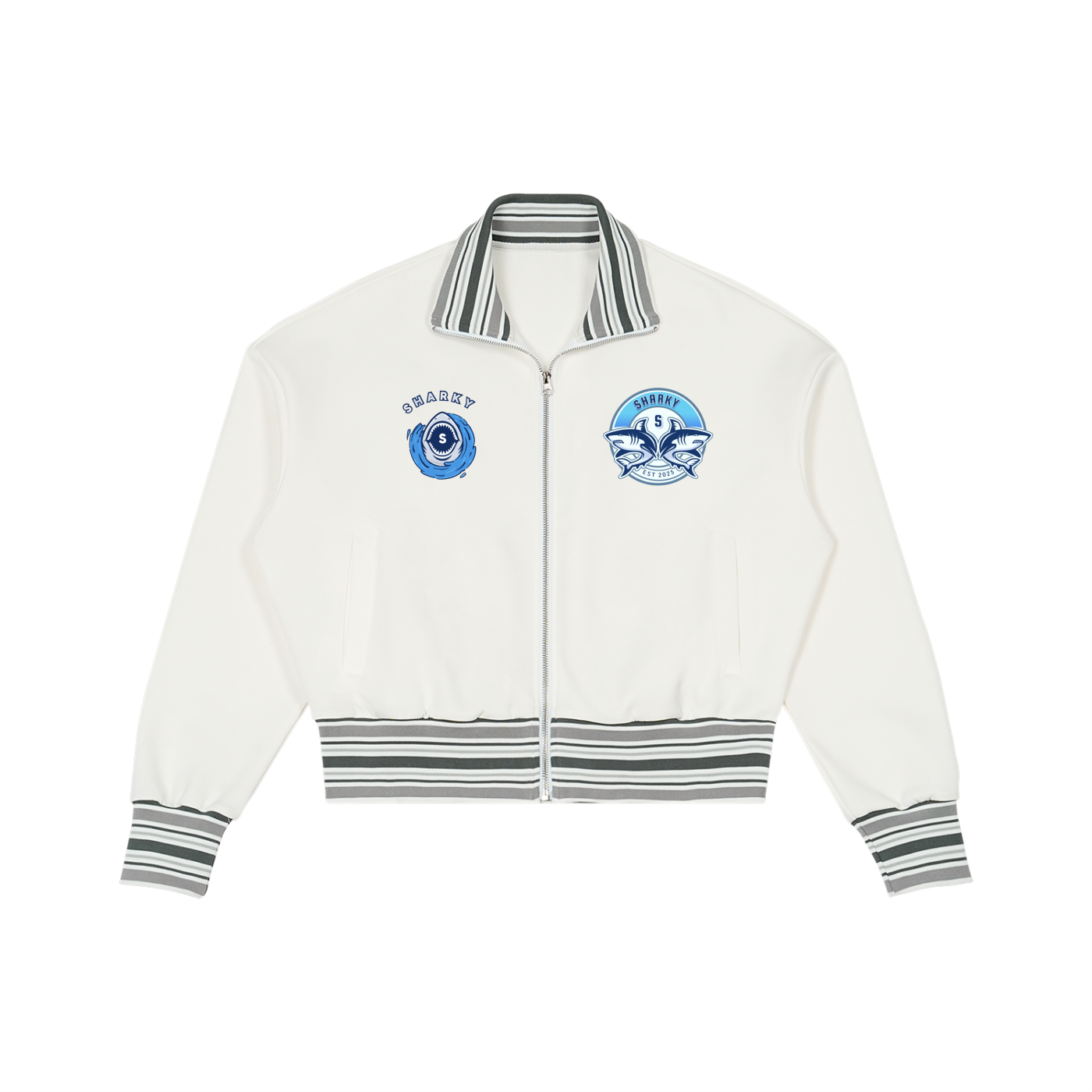 Striped Rib Collar Zip Jacket ODMPOD