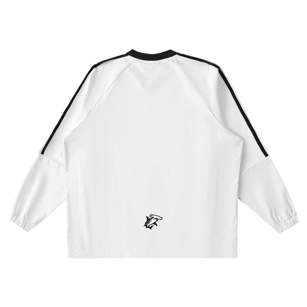 Color-Block V-Neck Long-Sleeve T-Shirt - SHARKY