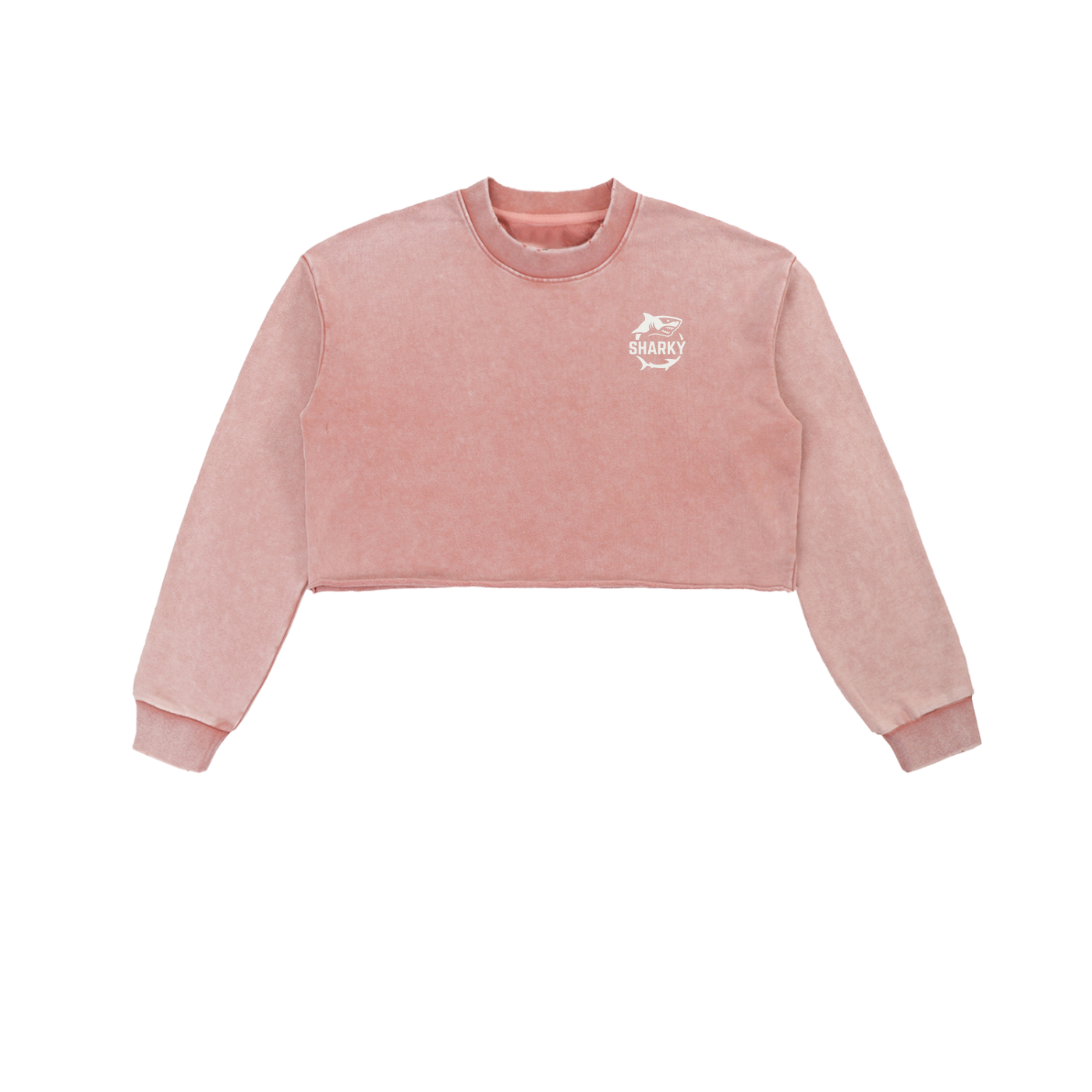 Snow Washed Raw Edge Cropped Sweatshirt - SHARKY