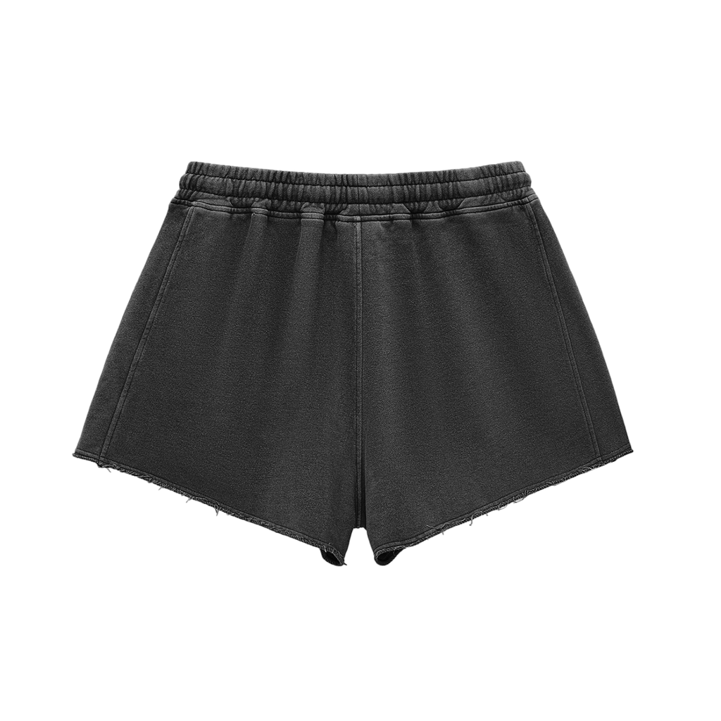 Women's Snow Washed Raw Edge Drawstring Shorts - SHARKY