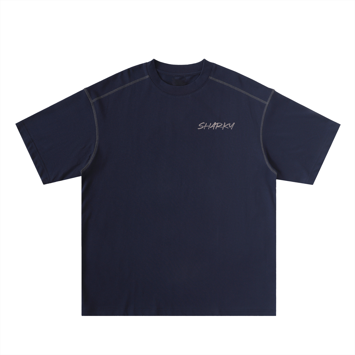 Oversized Contrast-Stitched Cotton Tee - SHARKY