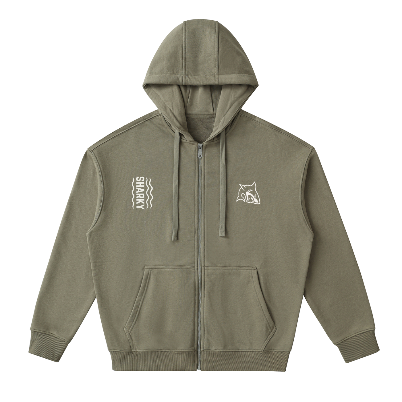 Drop-Shoulder Zip Up Hoodie - SHARKY